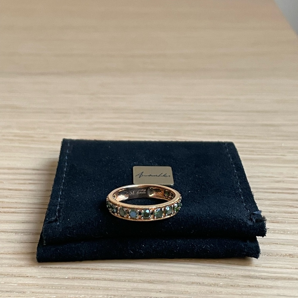Annoushka Elegant Rose-Gold and Green Diamond Eternity Ring